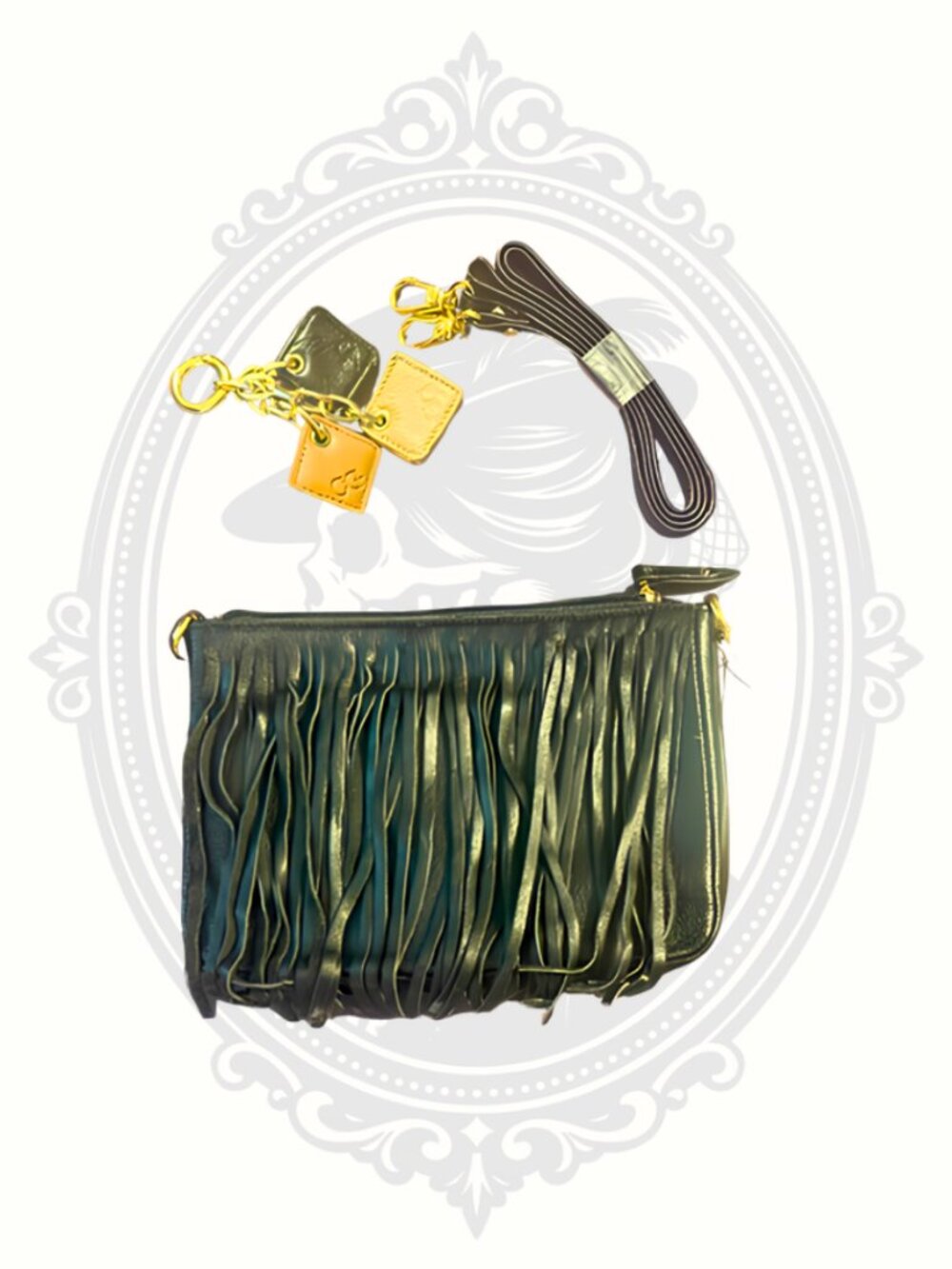 ClaudiaG Willow Handbag Midnight Black Genuine Leather Fringe Clutch NWT